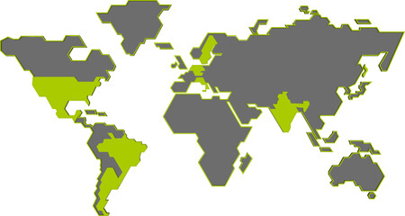 vector illustration of modern digital world map design cyberpunk model