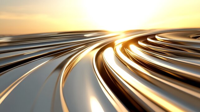 Golden Sunset Abstract Background  Swirling Metal Texture