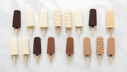 An irresistible world of various ice cream bars and frozen treats in summer.