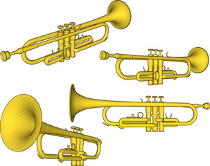 vector illustration design of musical instrument trumpet for artist