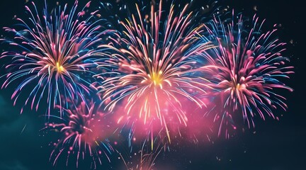 Fototapeta premium Joyful Candy Colors in New Year’s Sky: A Festive Explosion of Happiness