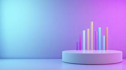 Digital analytics dashboard, deep purple background, 3D illustration