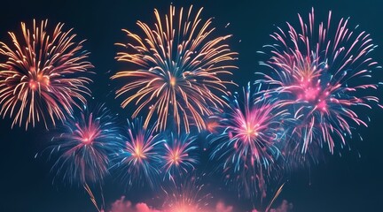 Fototapeta premium Joyful Candy Colors in New Year’s Sky: A Festive Explosion of Happiness