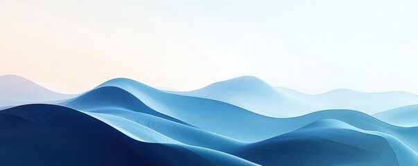 Fototapeta premium Abstract blue and white gradient waves on a minimalist background