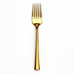 Gold spoon and fork isolated white background with, with clipping path