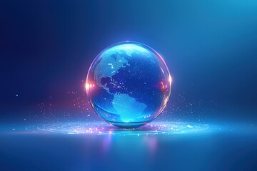 Futuristic digital globe with glowing blue light effects