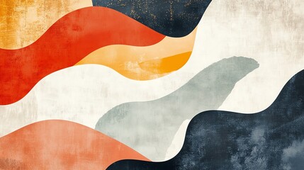 Abstract background with wavy organic shapes in shades of gray, white, yellow and orange.