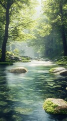Serene Forest River: A Tranquil Escape in Nature's Embrace