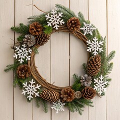 Fototapeta premium Minimal Christmas Wreath of Natural Twigs
