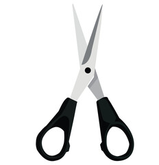 Open Scissors With Black Handles.