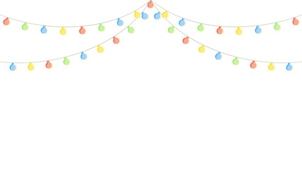 カラフルな電球のガーランドイラスト背景