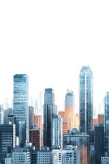 Fototapeta premium Modern city skyline with towering skyscrapers in a monochromatic design