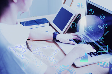 テクノロジーとホログラムのCGデザイン