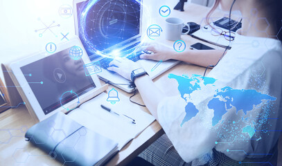 テクノロジーとホログラムのCGデザイン