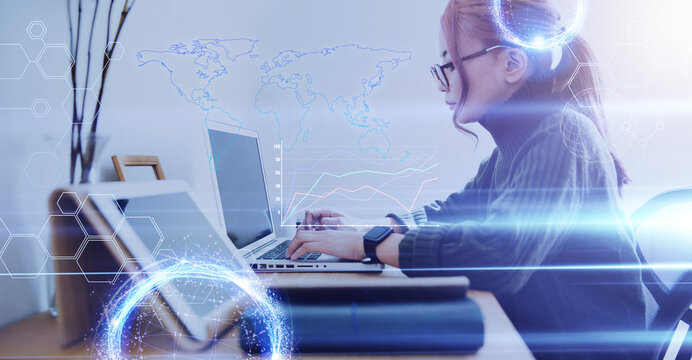 テクノロジーとホログラムのCGデザイン - Powered by Adobe