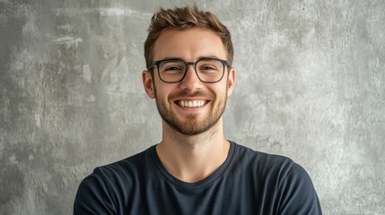 The Smiling Man with Glasses