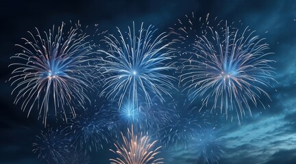 Mystic Blue Harmony in New Year’s Fireworks