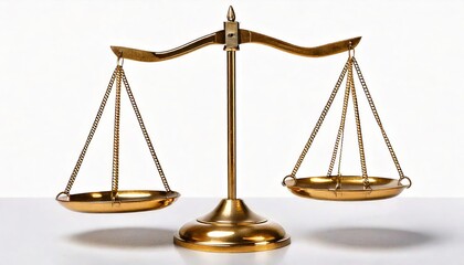  Golden Brass Scales Of Justice On White 