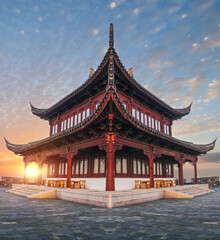 Obraz premium The Ruins of the Ancient City Wall and the Scene of Suzhou City, Jiangsu Province, China