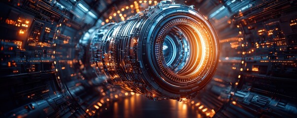Fototapeta premium Futuristic digital rendering of a high-tech aircraft engine fan