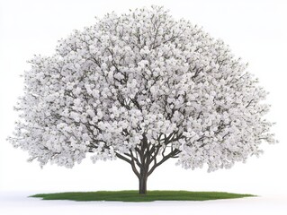Fototapeta premium Blooming White Flower Tree Spring Nature Isolated on White Background