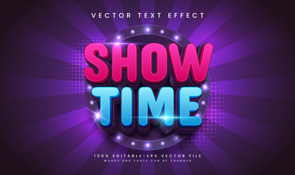 Show time editable vector text effect. Suitable for night event theme.