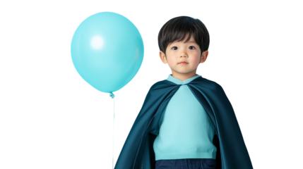 Boy superhero with balloon, a captivating image of childhood imagination and playful adventures