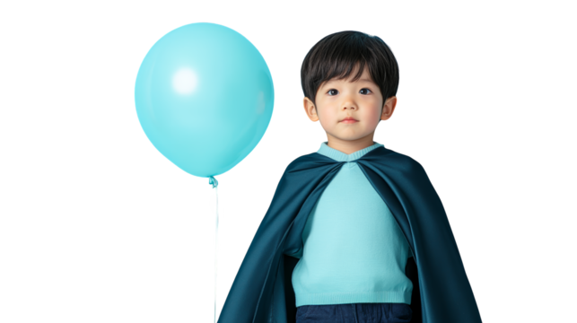 Boy superhero with balloon, a captivating image of childhood imagination and playful adventures