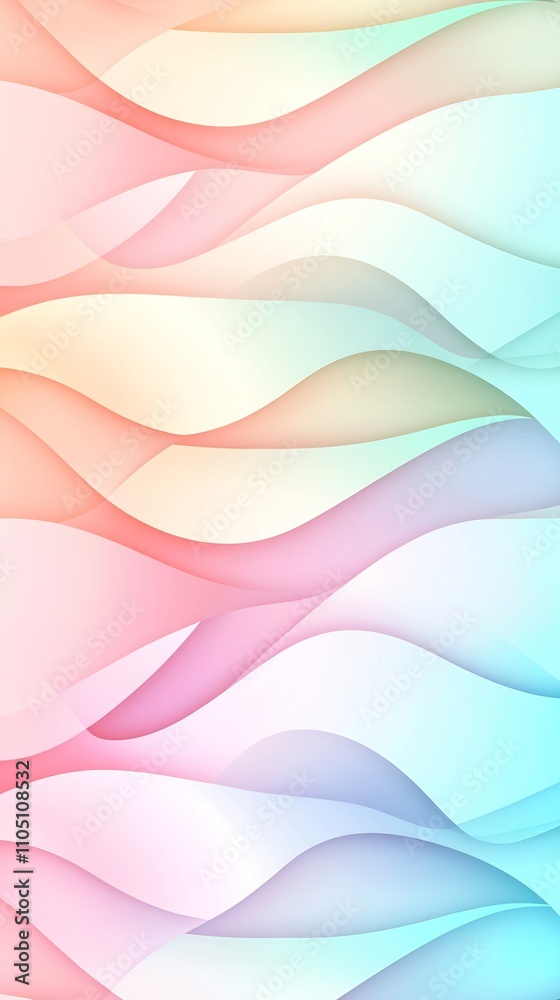 Poster mesmerizing multicolored waves of elegant digital abstract art background with smooth flowing curves