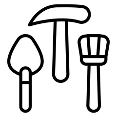 Archaeological Tools Vector Line Icon Design