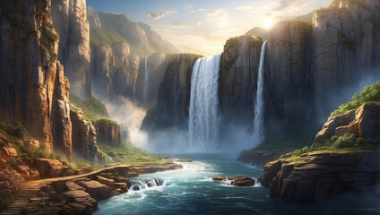 Fototapeta premium Cascading Waterfall