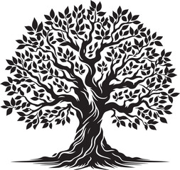 High-quality banyan tree silhouette vector art for customizable design projects.