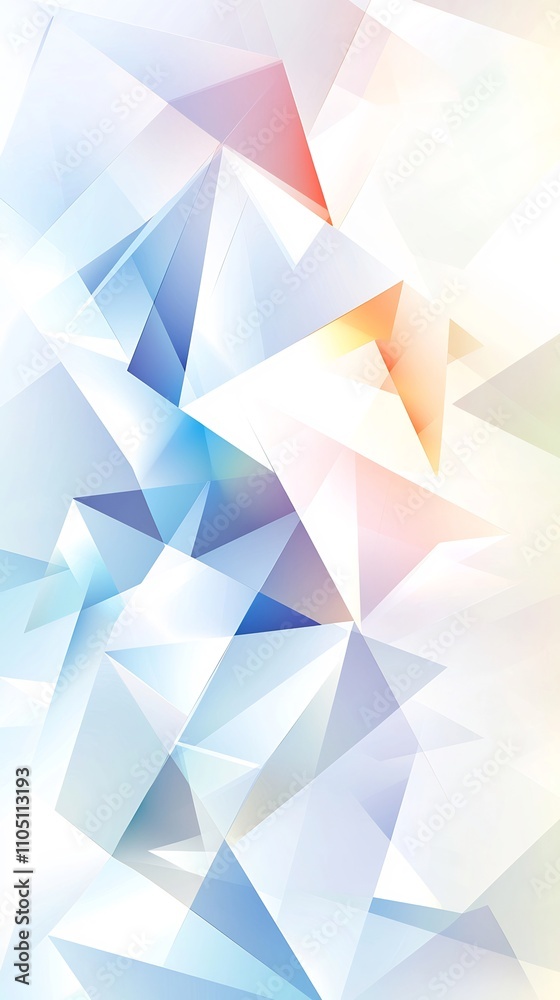 Poster striking abstract geometric pattern of colorful polygon and triangle shapes in a dynamic and mesmeri