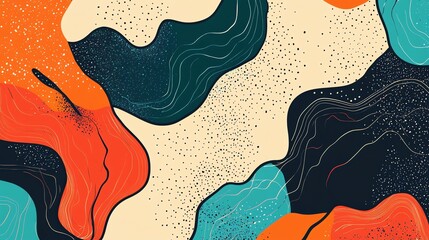 Fototapeta premium Abstract art with colorful, free-form shapes and patterns.