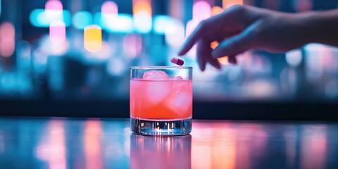 A spiking pill is added to a drink on a night out