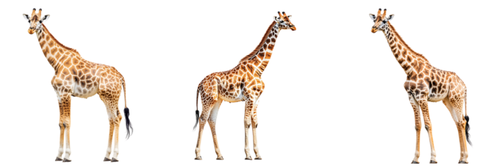 Set of a giraffe, isolated on a transparent background.