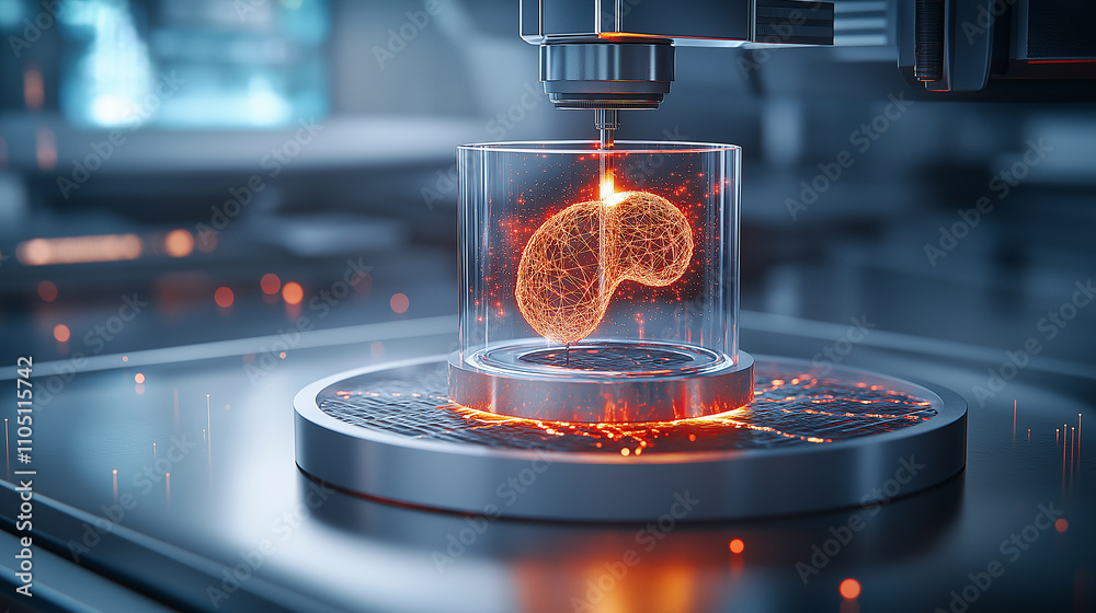 Leinwandbilder high resolution 3D bioprinter creating detailed biological structure