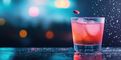 A spiking pill is added to a drink on a night out