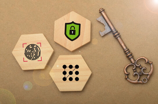 Security Essentials: Key, Thumb Print, Password, and Safety Padlock for Personal Protection