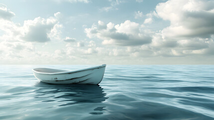 Separation Anxiety Disorder: An Evocative Depiction of a Lonely Boat Struggling in the Vastness of an Overcast Ocean