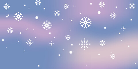 Vector holiday gradient background Winter blue sky with falling snow and white snowflake pattern. Abstract cold sky vector illustration. Snowfall beautiful bg