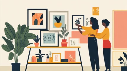 Friends Decorating Home.