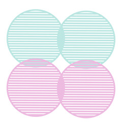 Four colorful circles with lines