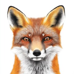 Fototapeta premium A beautifully detailed illustration of a red fox with striking orange fur and expressive eyes.