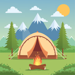 A Tent with firewood in the woods