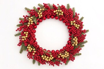 Vibrant Red Berry Christmas Wreath Background
