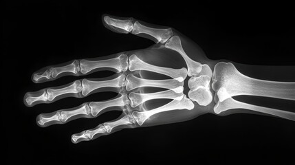 Naklejka premium Detailed X-ray Image of Human Hand for Medical and Educational Use