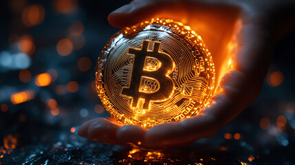Hand holding a holographic digital currency, illustrating the rise of cryptocurrencies