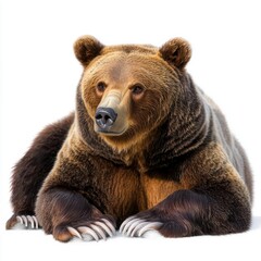 Obraz premium A majestic brown bear resting, showcasing its thick fur and distinct features.