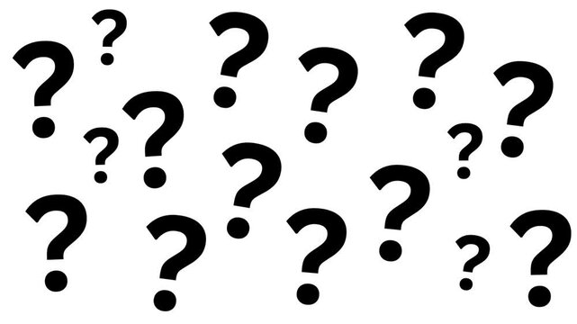 Kinetic animated animation moving question marks questioning white background
